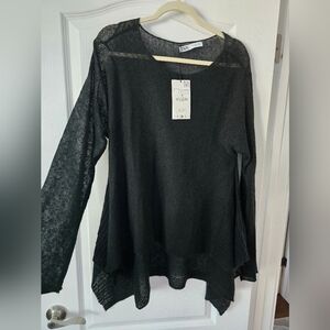 Zara Black Sheer Knit Sweater